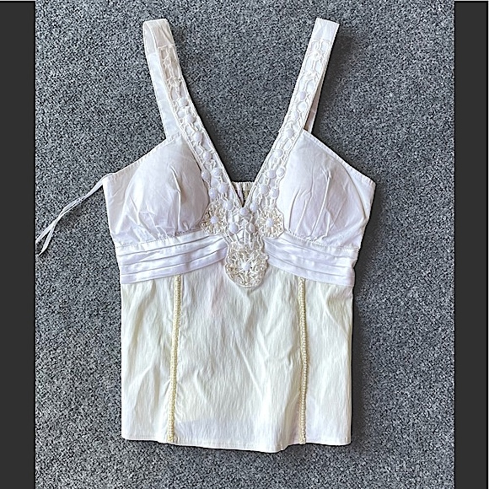 Oh YES BEADED FRONT EMBELLISHED BUSTIER Camisole CROP TOP M